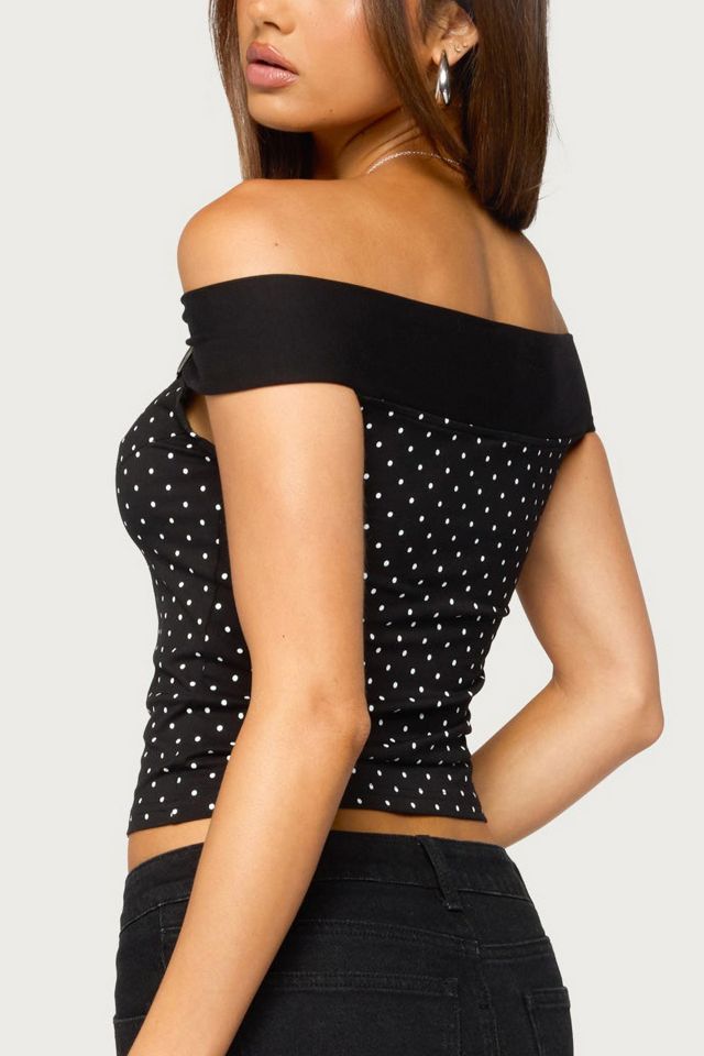Edikted Eela Off Shoulder Polka Dot Top #4