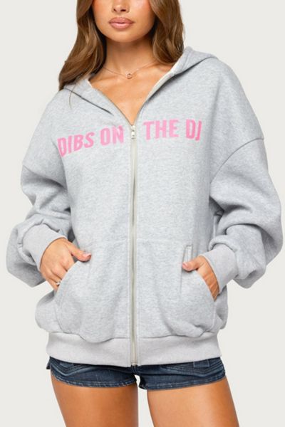 Edikted Dj Lover Zip Up Oversized Hoodie
