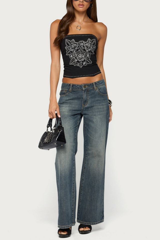 Edikted Harli Floral Studded Strapless Corset #1