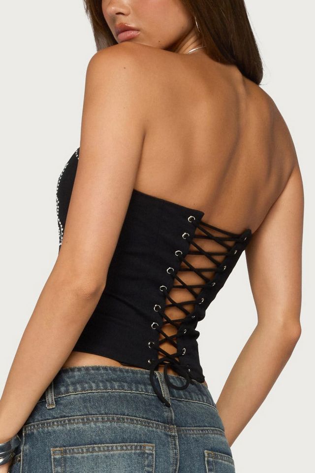 Edikted Harli Floral Studded Strapless Corset #4