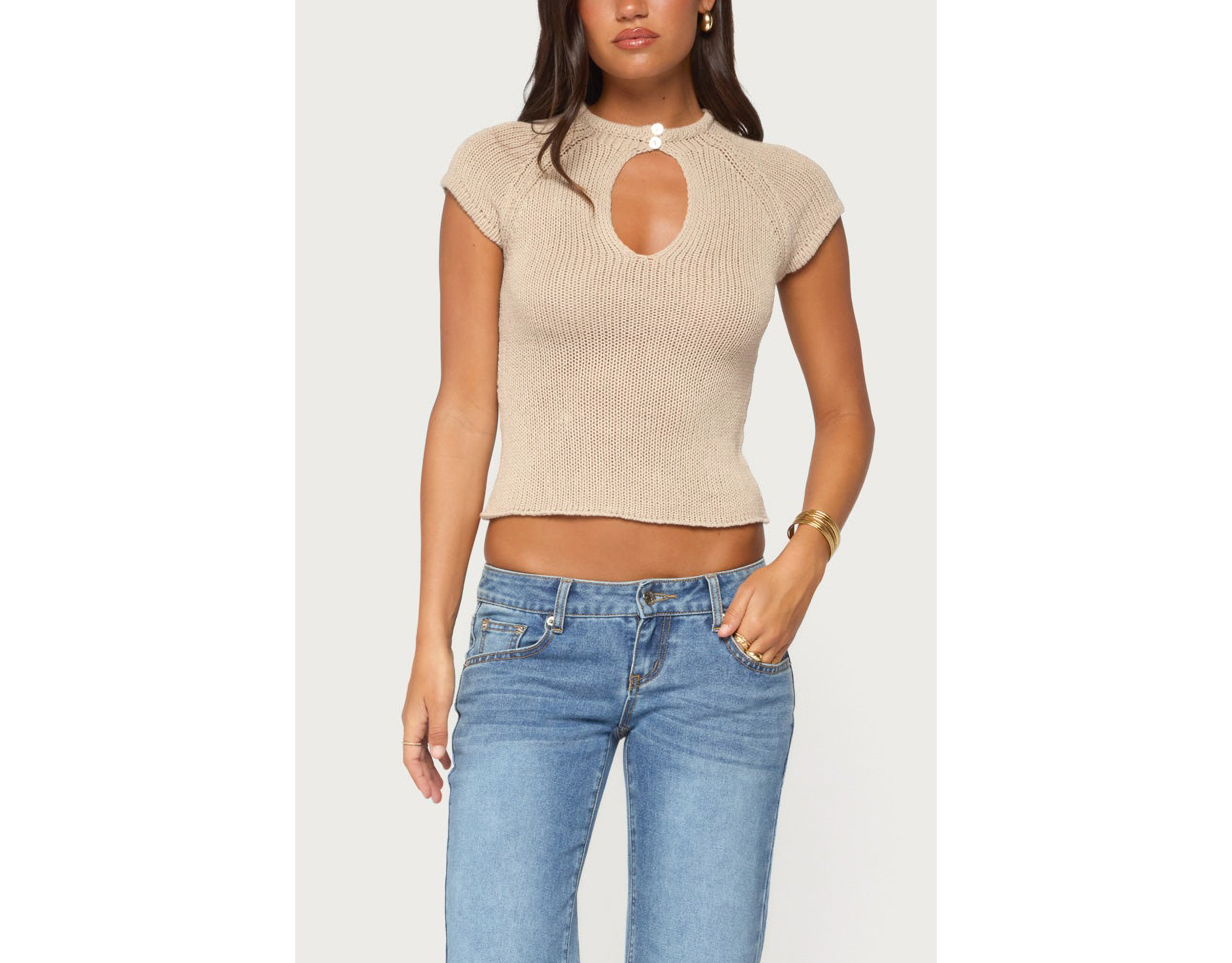 Edikted Ganni Keyhole Cutout Knit Top