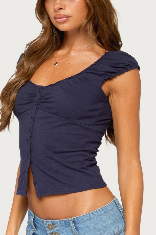 Edikted Mazzy Ruched Button Up Top #2