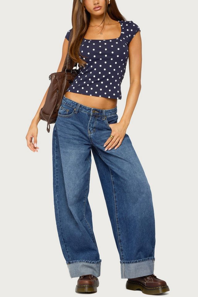 Edikted Mookie Square Neck Polka Dot Top #1