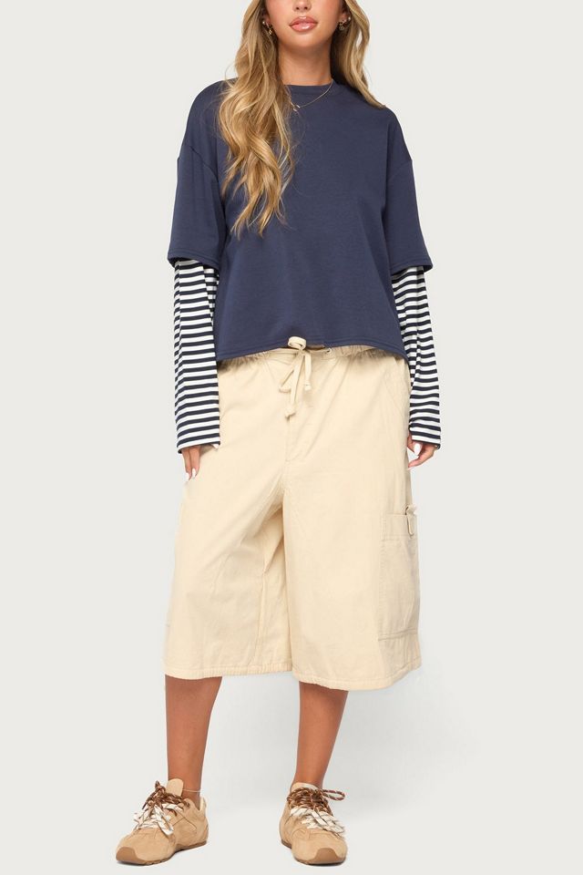 Edikted Nacie Layered Stripey Long Sleeve T Shirt #1