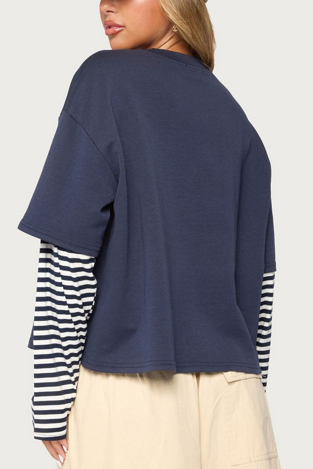 Edikted Nacie Layered Stripey Long Sleeve T Shirt #4