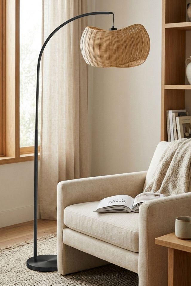 Brightech Wave Pendant LED Rattan Shade Floor Lamp #1