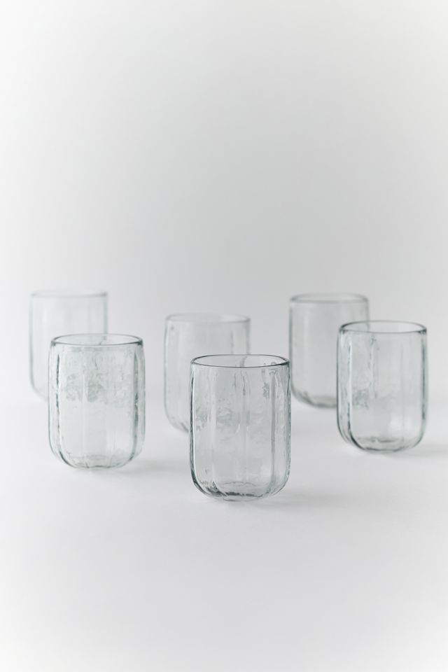 Hand-Blown Hammered 10 oz Drinking Glass Set #1