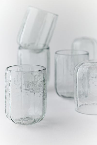 Hand-Blown Hammered 10 oz Drinking Glass Set