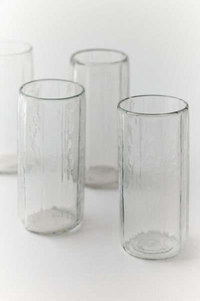 Hand-Blown Hammered 15 oz Drinking Glass Set