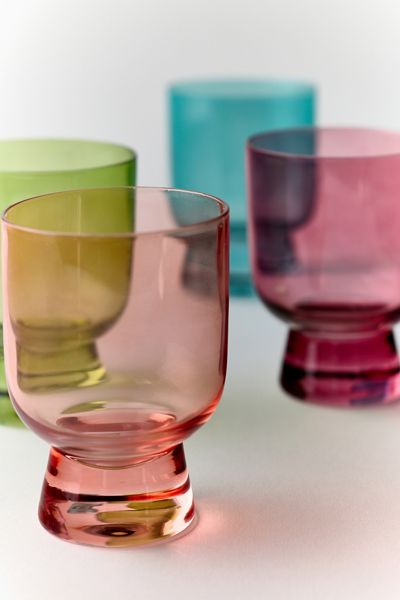 Colorful 6 oz Footed Drinking Glass Set