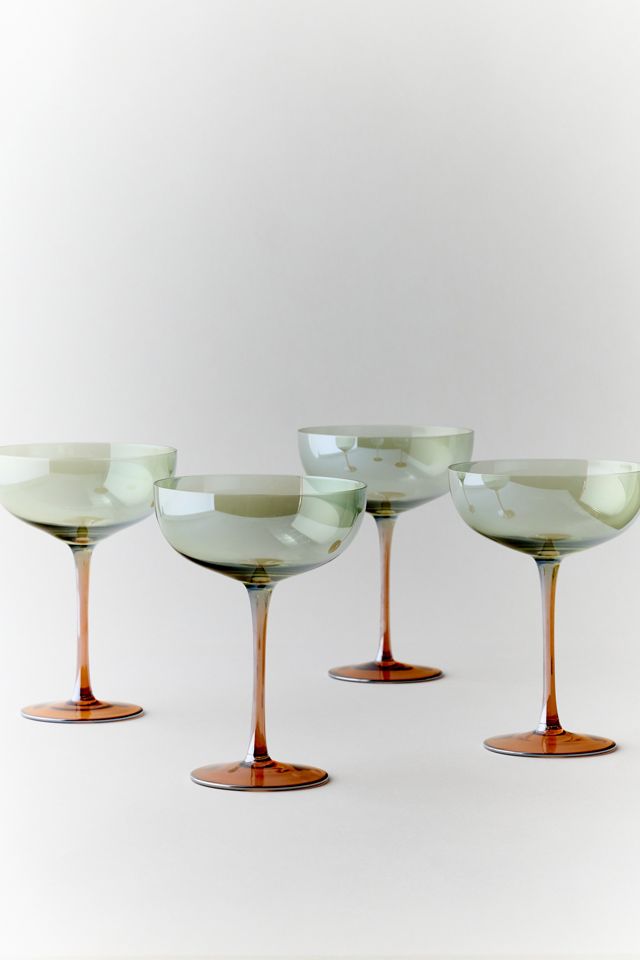 Amber Iridescent 8 oz Coupe Cocktail Glass Set #1