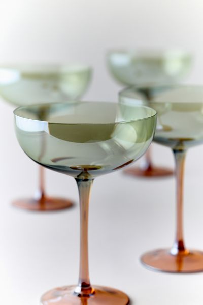 Amber Iridescent 8 oz Coupe Cocktail Glass Set
