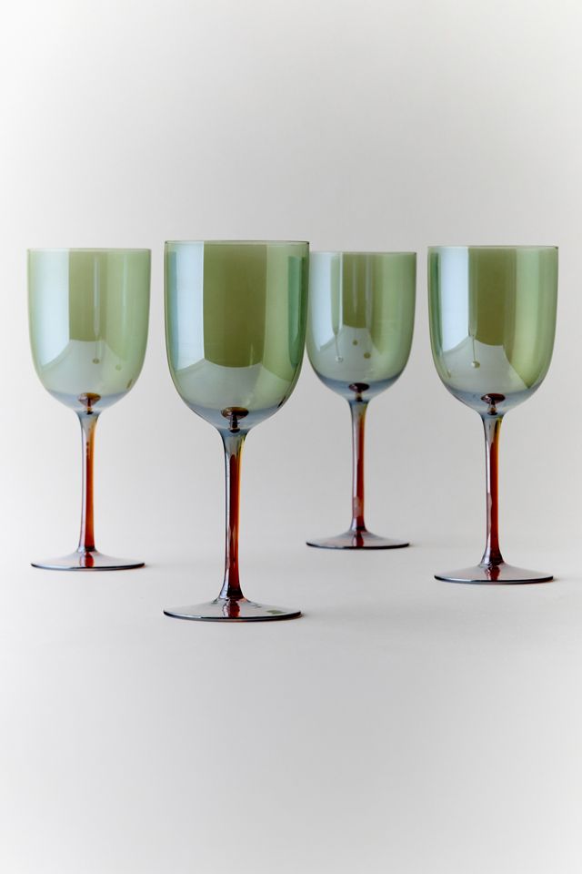 Amber Iridescent 12 oz Wine Glass Set #1