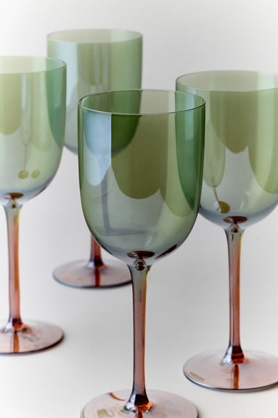 Amber Iridescent 12 oz Wine Glass Set