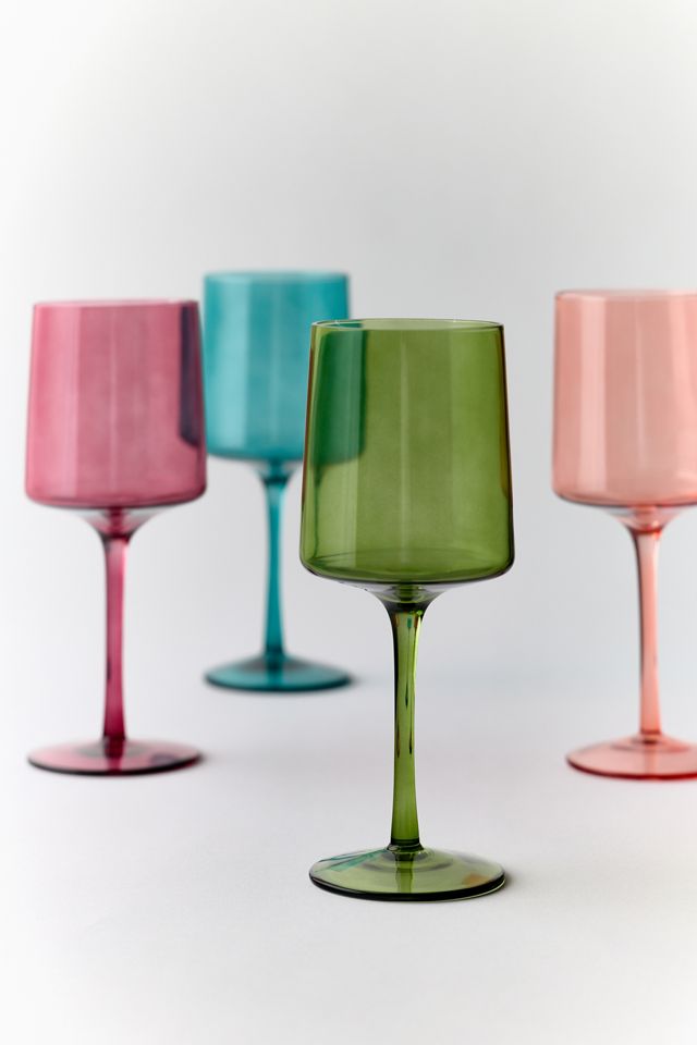 Tinted Square 14 oz Wine Glass Set #1