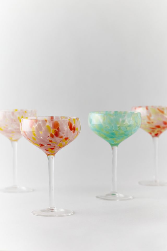 Speckle Stemmed 8 oz Coupe Cocktail Glass Set #1