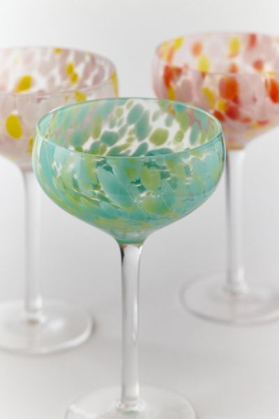 Speckle Stemmed 8 oz Coupe Cocktail Glass Set