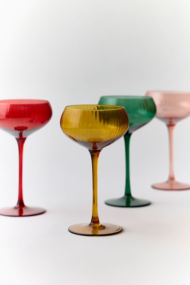 Colorful Stemmed 8 oz Coupe Cocktail Glass Set #1