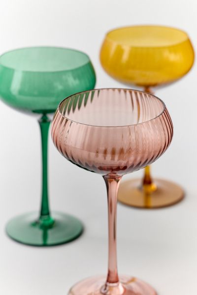 Colorful Stemmed 8 oz Coupe Cocktail Glass Set