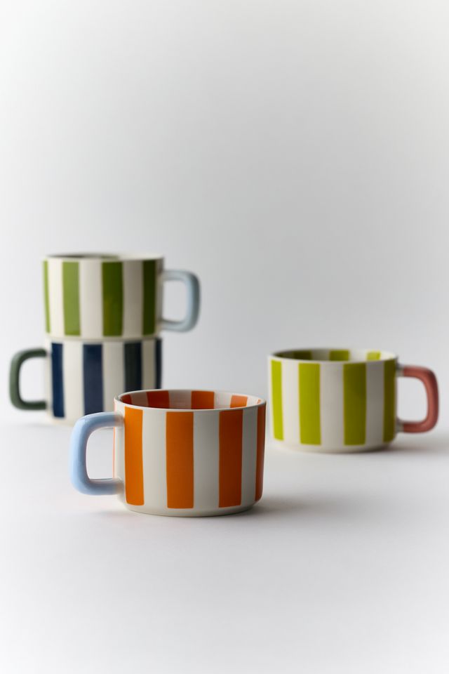 Striped Ceramic Coffee Mug Set #1