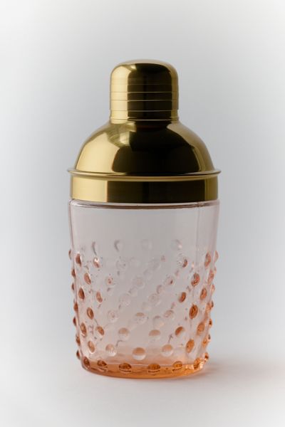 Hand-Blown Hobnail Glass Cocktail Shaker