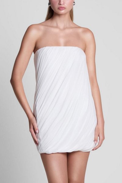 LEAU Swan Strapless Twist Drape Mini Dress