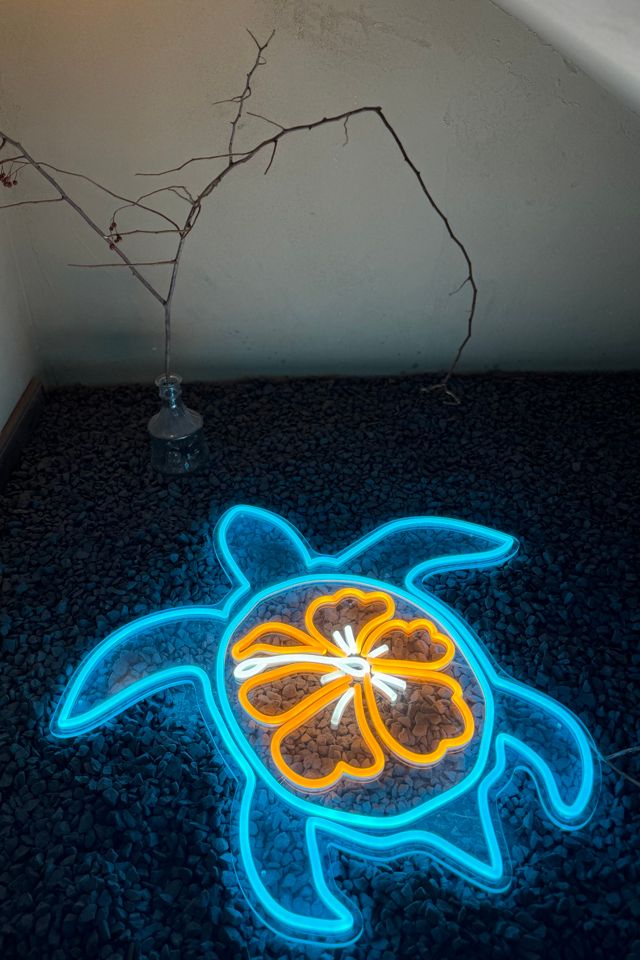 Echo Neon Sea Turtle with Hibiscus Neon Sign #1