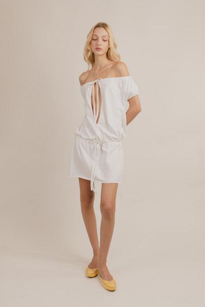 Mpaz Studio Bardot Keyhole Mini Dress