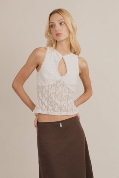 Mpaz Studio Fleur Lace Keyhole Top