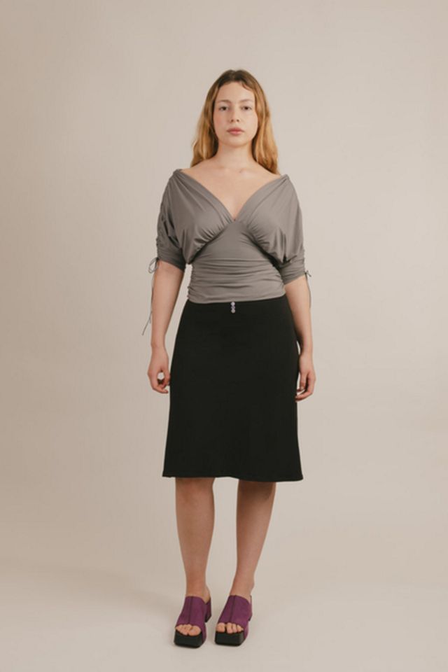 Mpaz Studio Paloma Deep-V Ruched 3/4 Sleeve Top #3