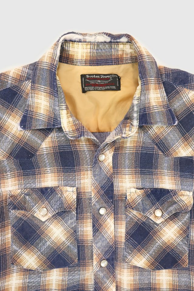 Vintage Frayed Snap Button-Down Shirt #3