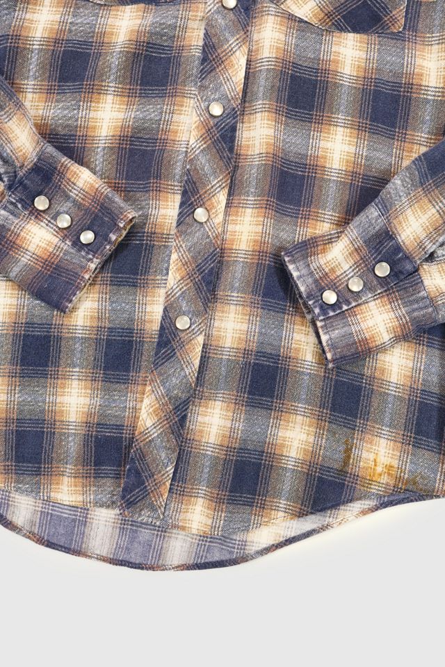 Vintage Frayed Snap Button-Down Shirt #4