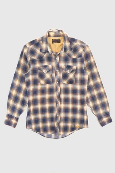 Vintage Frayed Snap Button-Down Shirt