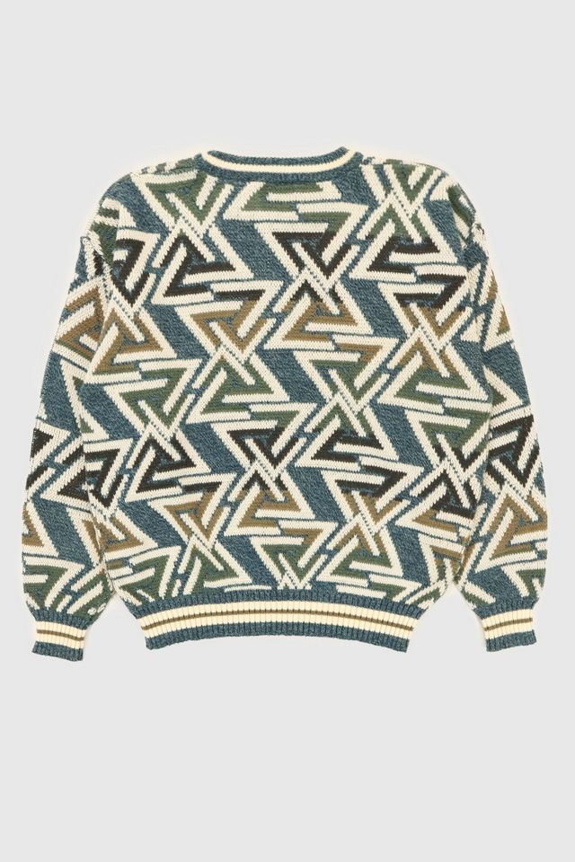 Vintage Blue Geo Pattern Sweater #1