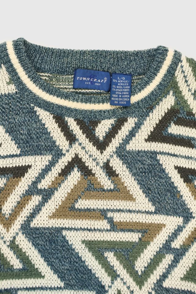 Vintage Blue Geo Pattern Sweater #3