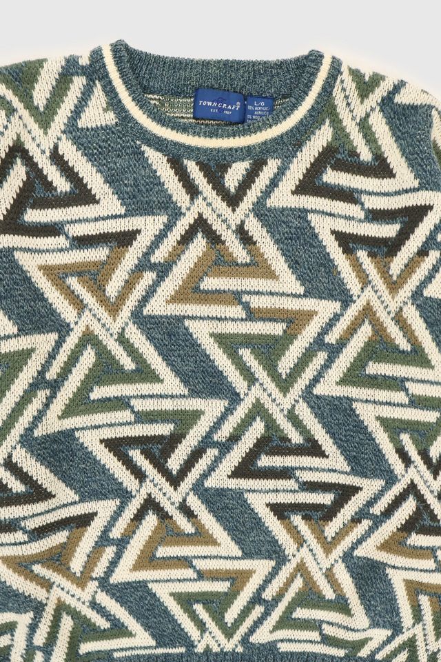 Vintage Blue Geo Pattern Sweater #4