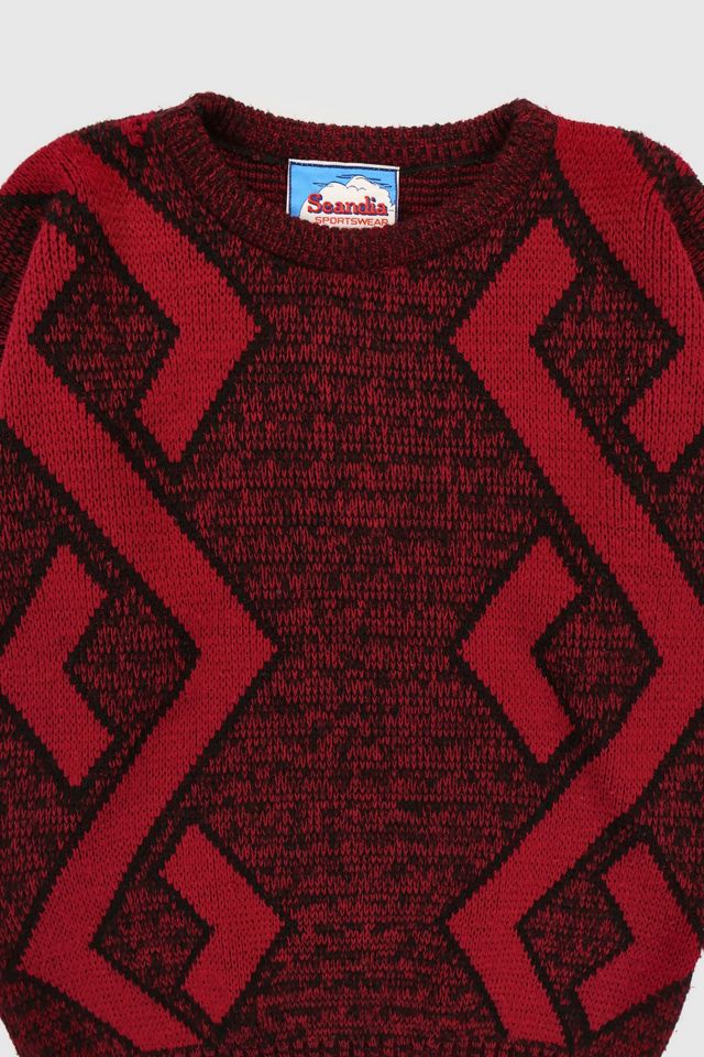 Vintage Red Geo Pattern Sweater #4