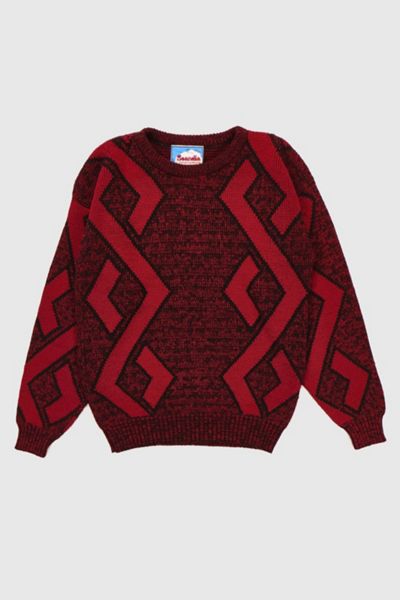 Vintage Red Geo Pattern Sweater