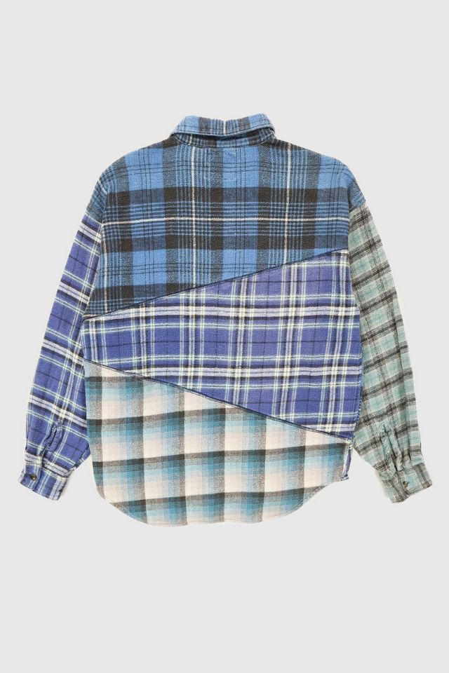 Vintage Spliced Flannel Button-Down Shirt #1