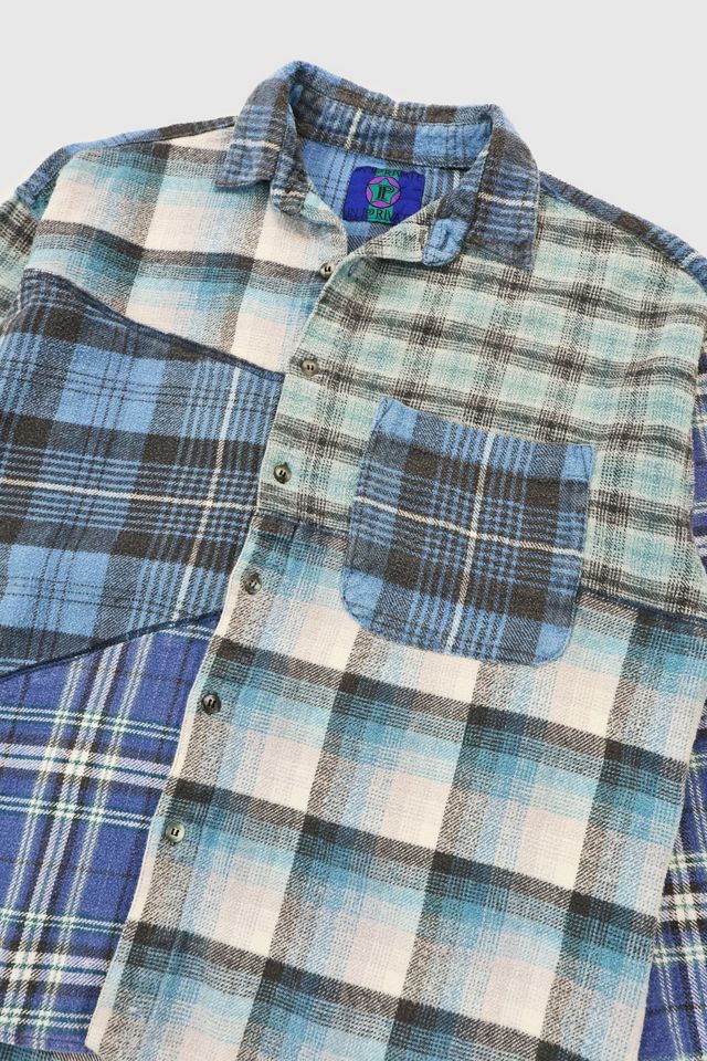 Vintage Spliced Flannel Button-Down Shirt #2