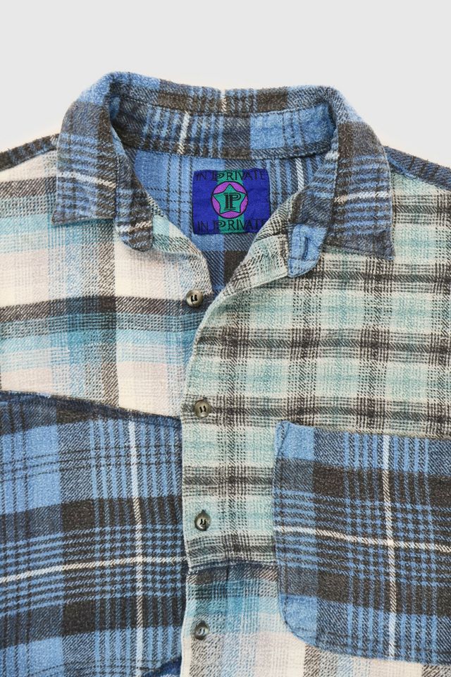 Vintage Spliced Flannel Button-Down Shirt #3