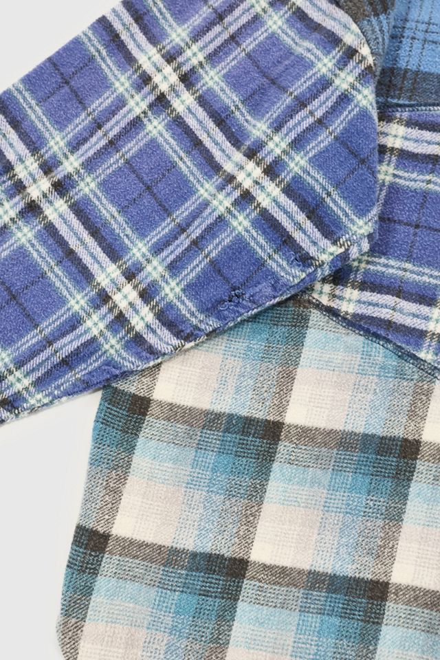 Vintage Spliced Flannel Button-Down Shirt #4