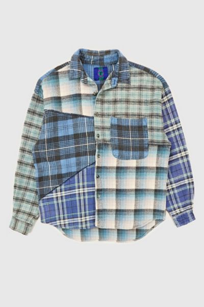 Vintage Spliced Flannel Button-Down Shirt