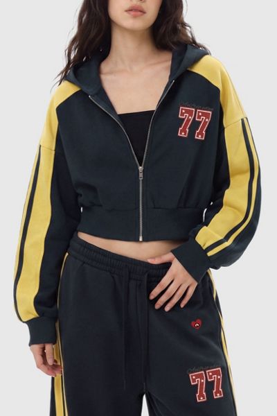 Aelfric Eden Cropped Color Block Zip Up Hoodie