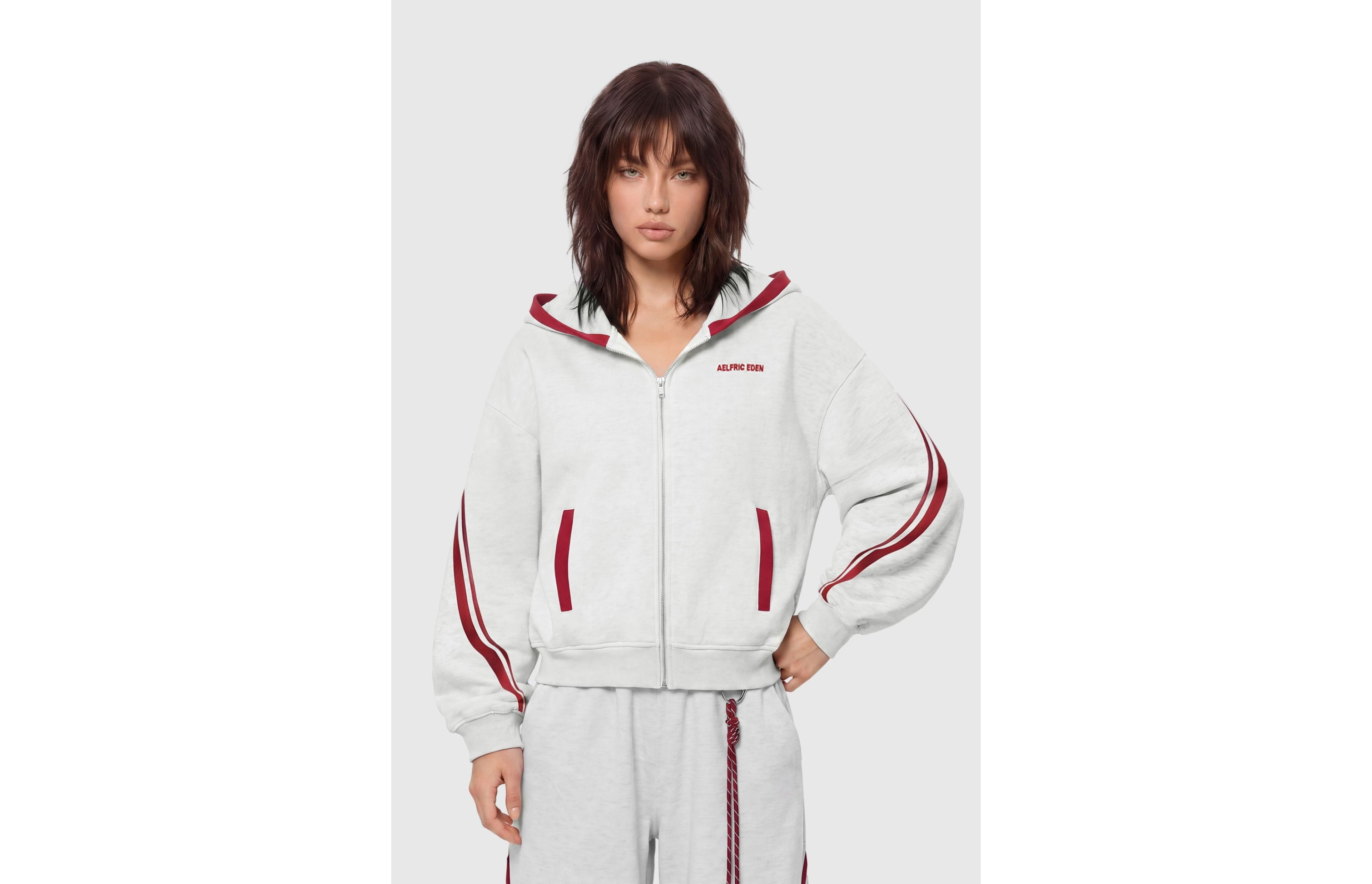 Aelfric Eden Boxy Contrast Stripe Zip Up Hoodie