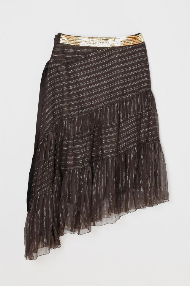 Vintage Y2k Shimmery Tiered Silk Low Rise Skirt #1