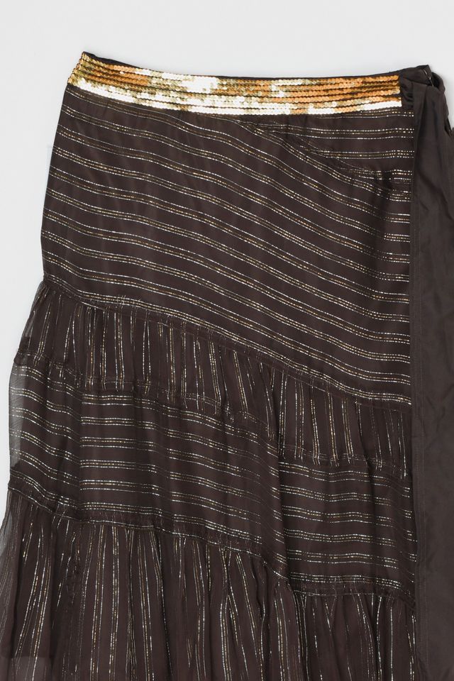 Vintage Y2k Shimmery Tiered Silk Low Rise Skirt #2