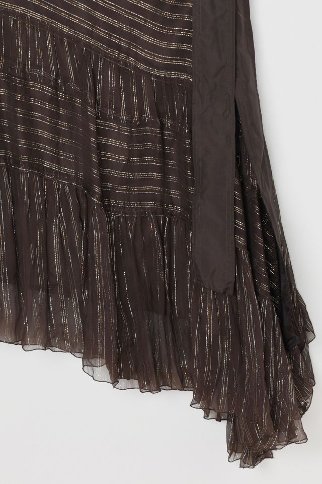 Vintage Y2k Shimmery Tiered Silk Low Rise Skirt #3
