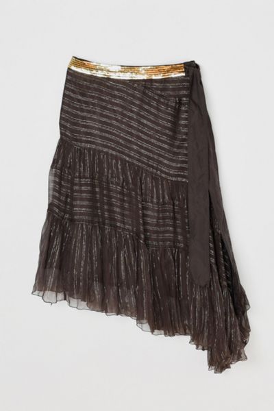 Vintage Y2k Shimmery Tiered Silk Low Rise Skirt