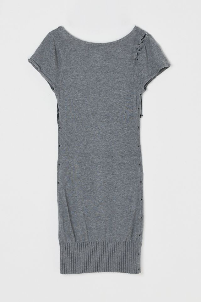 Vintage Y2k Dark Grey Printed Knit Mini Dress #1